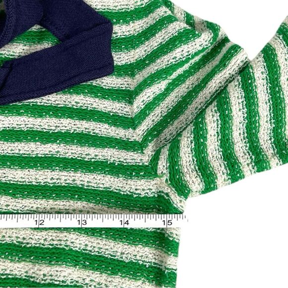 Anthropologie HWR Green Striped Knit Tie Neck Cardigan Sweater women’s Small - Picture 6 of 7